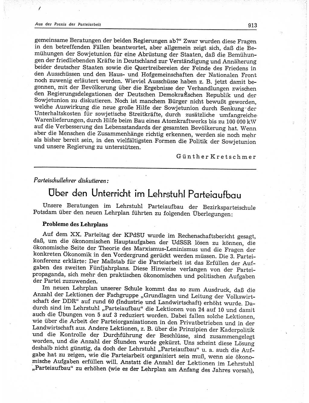 Neuer Weg (NW), Organ des Zentralkomitees (ZK) der SED (Sozialistische Einheitspartei Deutschlands) für Fragen des Parteiaufbaus und des Parteilebens, 11. Jahrgang [Deutsche Demokratische Republik (DDR)] 1956, Seite 913 (NW ZK SED DDR 1956, S. 913)