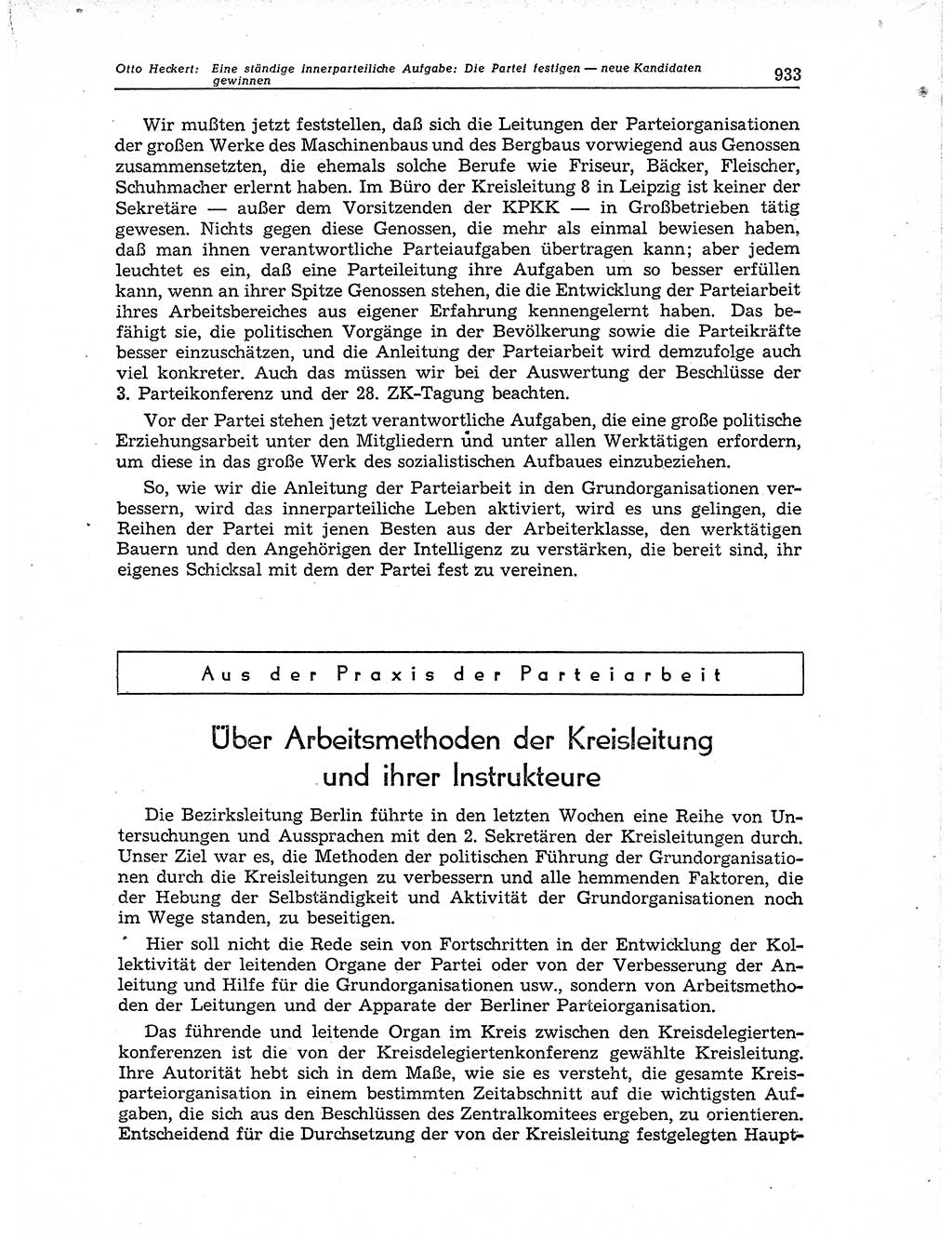 Neuer Weg (NW), Organ des Zentralkomitees (ZK) der SED (Sozialistische Einheitspartei Deutschlands) für Fragen des Parteiaufbaus und des Parteilebens, 11. Jahrgang [Deutsche Demokratische Republik (DDR)] 1956, Seite 933 (NW ZK SED DDR 1956, S. 933)