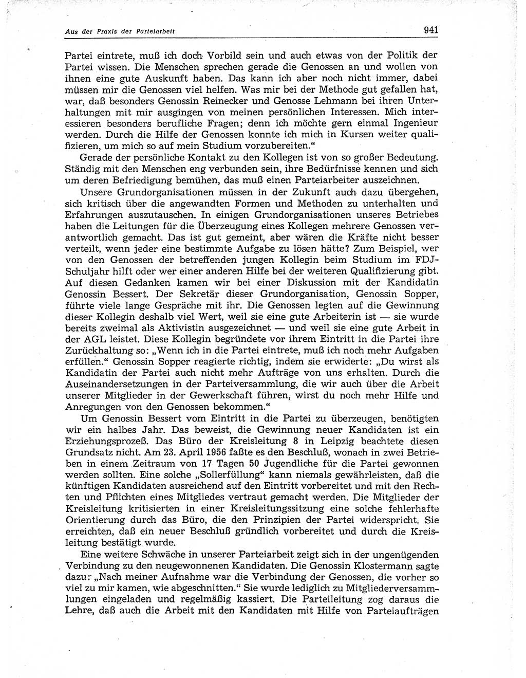 Neuer Weg (NW), Organ des Zentralkomitees (ZK) der SED (Sozialistische Einheitspartei Deutschlands) für Fragen des Parteiaufbaus und des Parteilebens, 11. Jahrgang [Deutsche Demokratische Republik (DDR)] 1956, Seite 941 (NW ZK SED DDR 1956, S. 941)