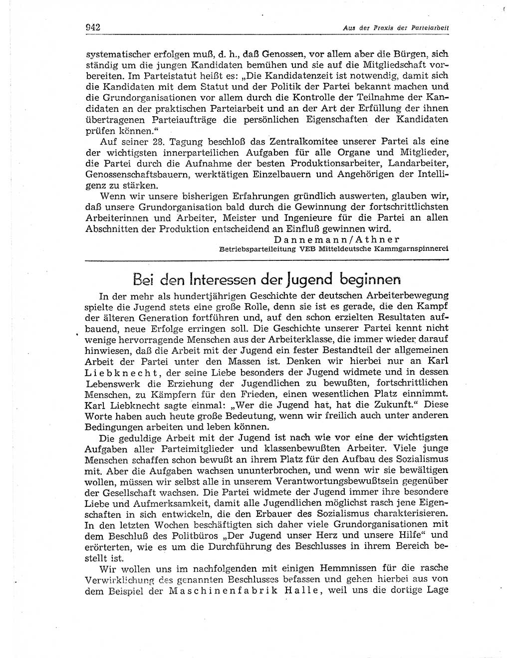 Neuer Weg (NW), Organ des Zentralkomitees (ZK) der SED (Sozialistische Einheitspartei Deutschlands) für Fragen des Parteiaufbaus und des Parteilebens, 11. Jahrgang [Deutsche Demokratische Republik (DDR)] 1956, Seite 942 (NW ZK SED DDR 1956, S. 942)