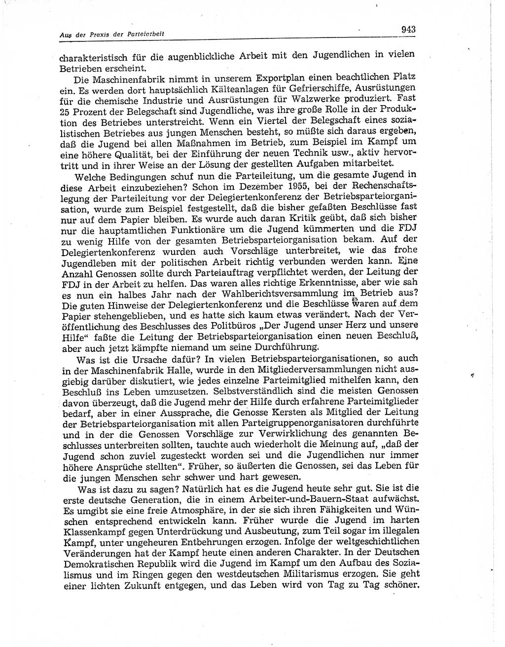 Neuer Weg (NW), Organ des Zentralkomitees (ZK) der SED (Sozialistische Einheitspartei Deutschlands) für Fragen des Parteiaufbaus und des Parteilebens, 11. Jahrgang [Deutsche Demokratische Republik (DDR)] 1956, Seite 943 (NW ZK SED DDR 1956, S. 943)