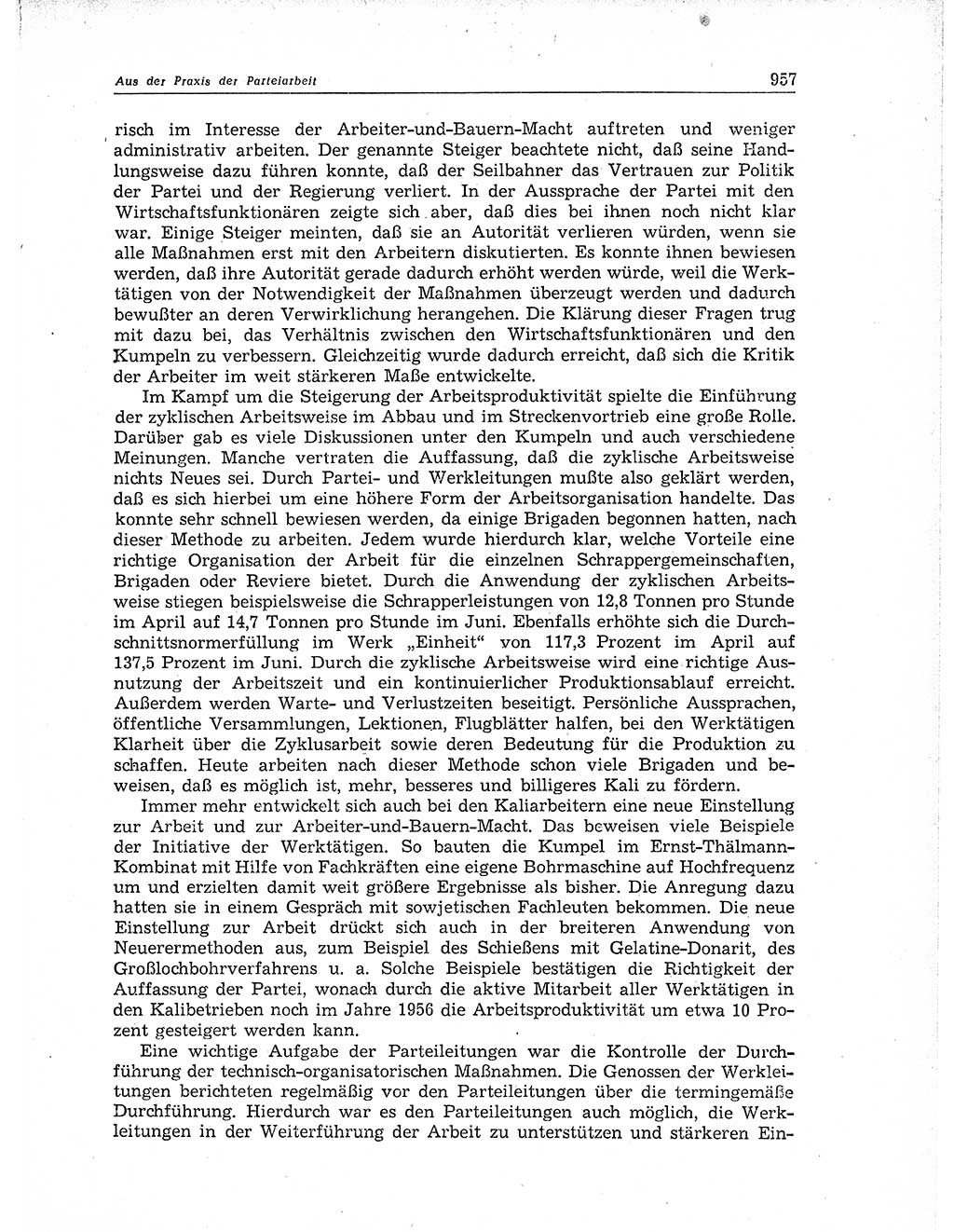 Neuer Weg (NW), Organ des Zentralkomitees (ZK) der SED (Sozialistische Einheitspartei Deutschlands) für Fragen des Parteiaufbaus und des Parteilebens, 11. Jahrgang [Deutsche Demokratische Republik (DDR)] 1956, Seite 957 (NW ZK SED DDR 1956, S. 957)