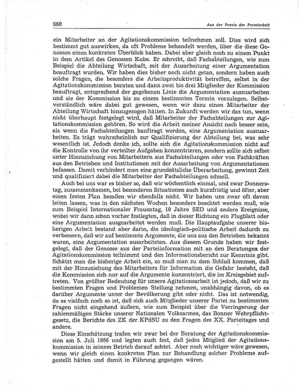 Neuer Weg (NW), Organ des Zentralkomitees (ZK) der SED (Sozialistische Einheitspartei Deutschlands) für Fragen des Parteiaufbaus und des Parteilebens, 11. Jahrgang [Deutsche Demokratische Republik (DDR)] 1956, Seite 960 (NW ZK SED DDR 1956, S. 960)