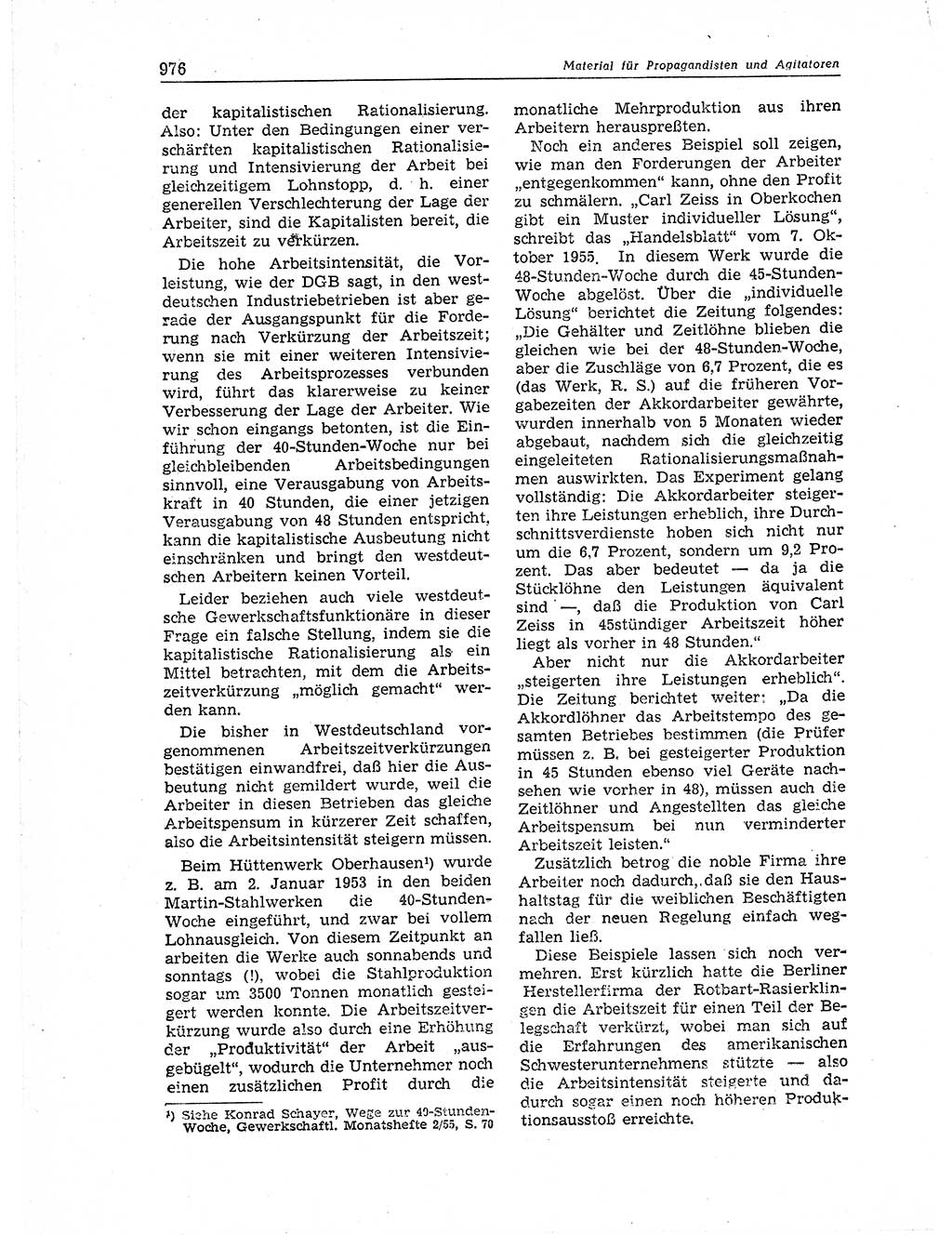 Neuer Weg (NW), Organ des Zentralkomitees (ZK) der SED (Sozialistische Einheitspartei Deutschlands) für Fragen des Parteiaufbaus und des Parteilebens, 11. Jahrgang [Deutsche Demokratische Republik (DDR)] 1956, Seite 976 (NW ZK SED DDR 1956, S. 976)