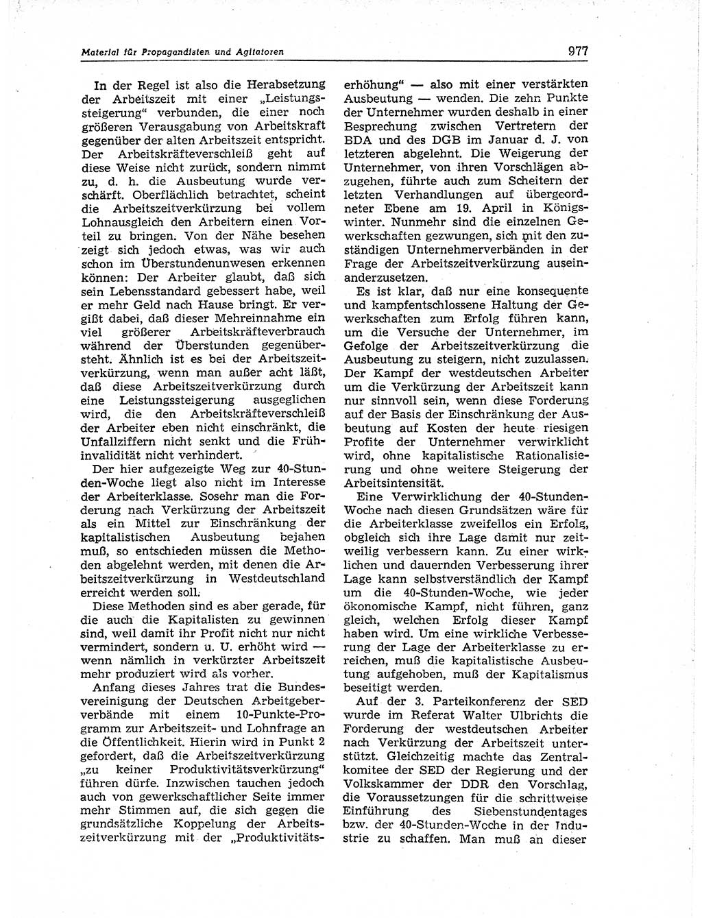 Neuer Weg (NW), Organ des Zentralkomitees (ZK) der SED (Sozialistische Einheitspartei Deutschlands) für Fragen des Parteiaufbaus und des Parteilebens, 11. Jahrgang [Deutsche Demokratische Republik (DDR)] 1956, Seite 977 (NW ZK SED DDR 1956, S. 977)
