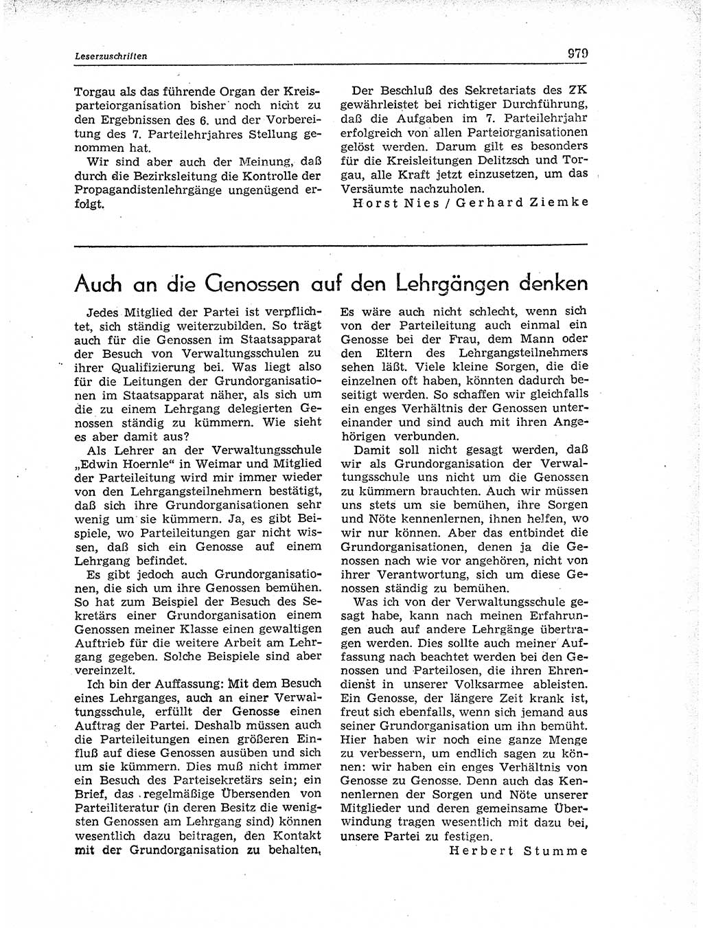 Neuer Weg (NW), Organ des Zentralkomitees (ZK) der SED (Sozialistische Einheitspartei Deutschlands) für Fragen des Parteiaufbaus und des Parteilebens, 11. Jahrgang [Deutsche Demokratische Republik (DDR)] 1956, Seite 979 (NW ZK SED DDR 1956, S. 979)