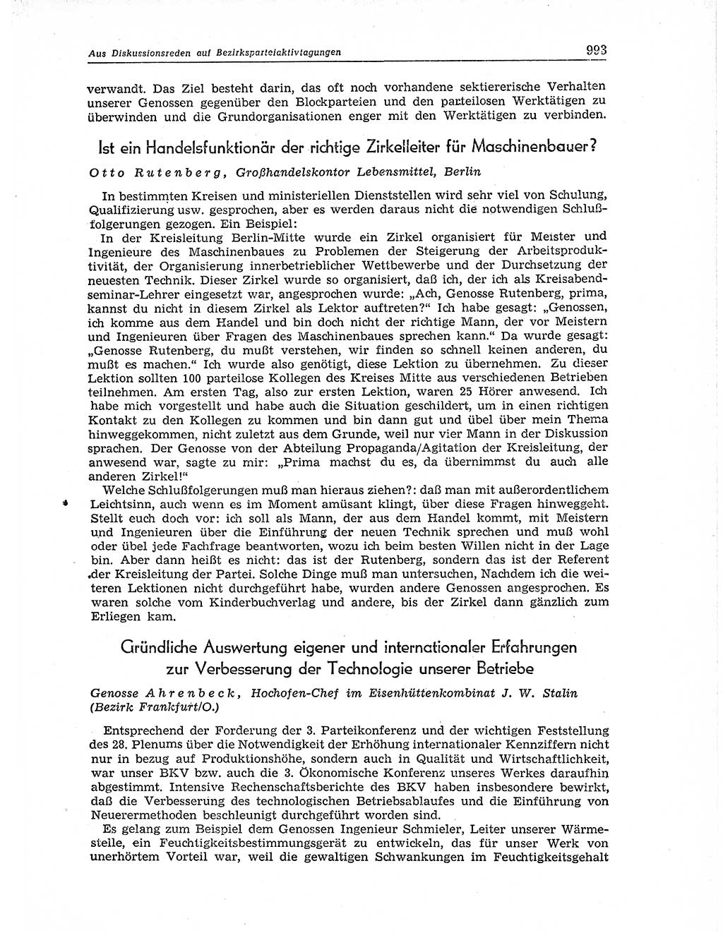 Neuer Weg (NW), Organ des Zentralkomitees (ZK) der SED (Sozialistische Einheitspartei Deutschlands) für Fragen des Parteiaufbaus und des Parteilebens, 11. Jahrgang [Deutsche Demokratische Republik (DDR)] 1956, Seite 993 (NW ZK SED DDR 1956, S. 993)