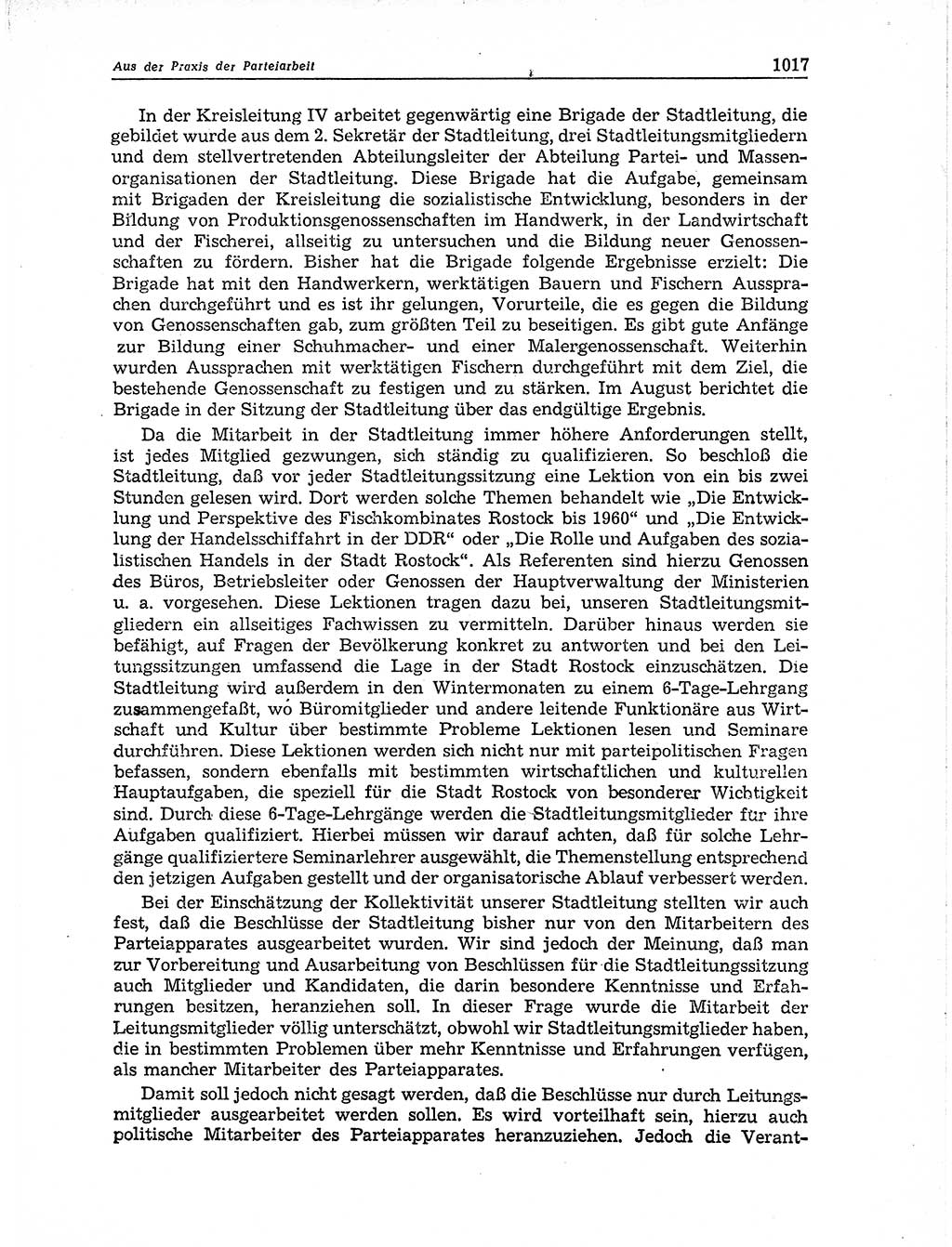 Neuer Weg (NW), Organ des Zentralkomitees (ZK) der SED (Sozialistische Einheitspartei Deutschlands) für Fragen des Parteiaufbaus und des Parteilebens, 11. Jahrgang [Deutsche Demokratische Republik (DDR)] 1956, Seite 1017 (NW ZK SED DDR 1956, S. 1017)