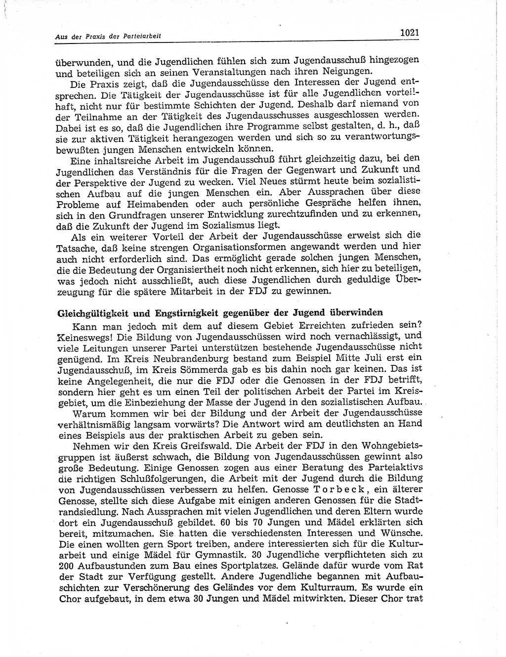 Neuer Weg (NW), Organ des Zentralkomitees (ZK) der SED (Sozialistische Einheitspartei Deutschlands) für Fragen des Parteiaufbaus und des Parteilebens, 11. Jahrgang [Deutsche Demokratische Republik (DDR)] 1956, Seite 1021 (NW ZK SED DDR 1956, S. 1021)