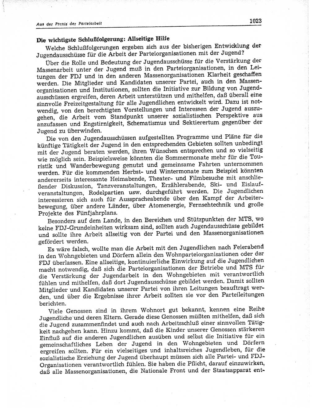 Neuer Weg (NW), Organ des Zentralkomitees (ZK) der SED (Sozialistische Einheitspartei Deutschlands) für Fragen des Parteiaufbaus und des Parteilebens, 11. Jahrgang [Deutsche Demokratische Republik (DDR)] 1956, Seite 1023 (NW ZK SED DDR 1956, S. 1023)