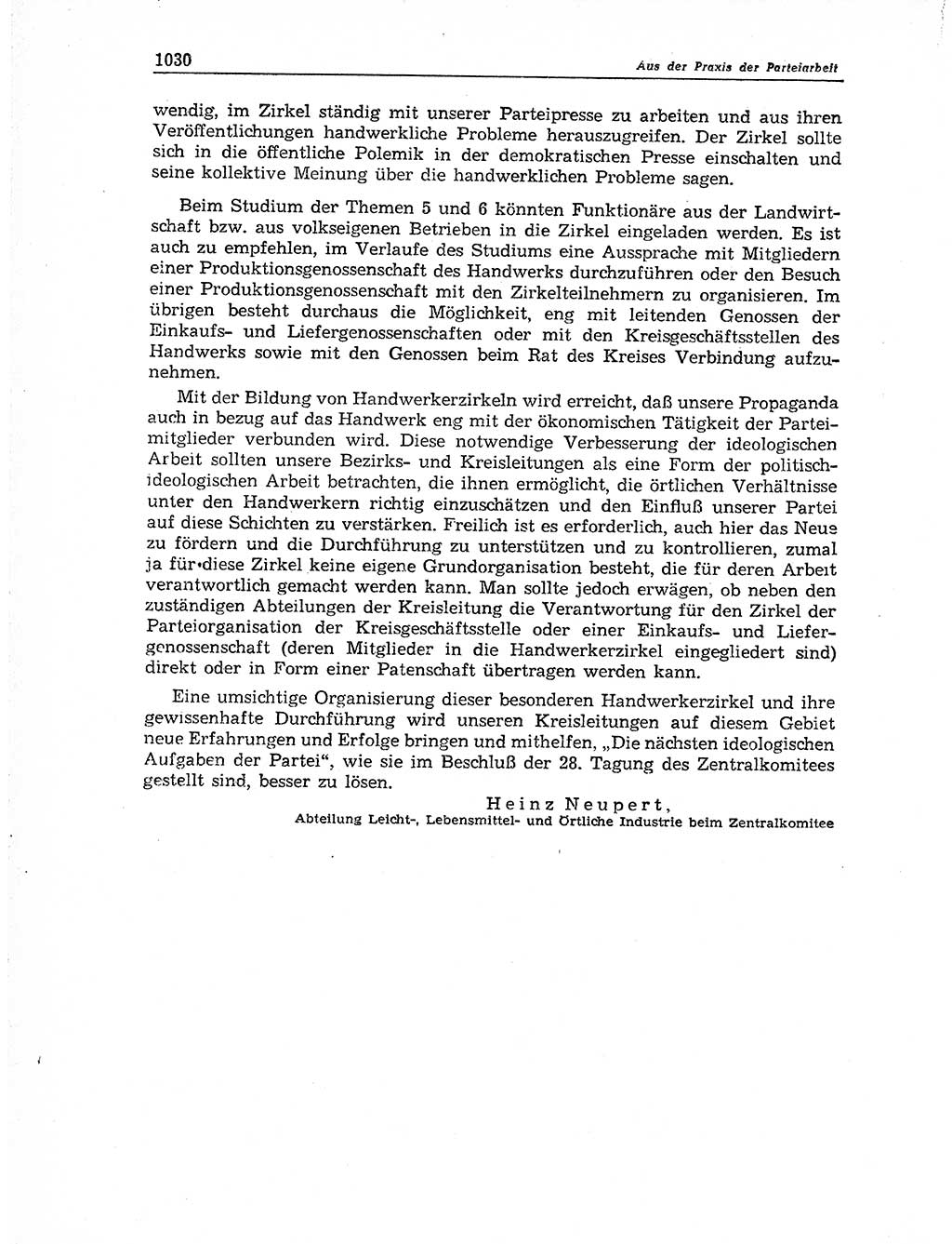 Neuer Weg (NW), Organ des Zentralkomitees (ZK) der SED (Sozialistische Einheitspartei Deutschlands) für Fragen des Parteiaufbaus und des Parteilebens, 11. Jahrgang [Deutsche Demokratische Republik (DDR)] 1956, Seite 1030 (NW ZK SED DDR 1956, S. 1030)