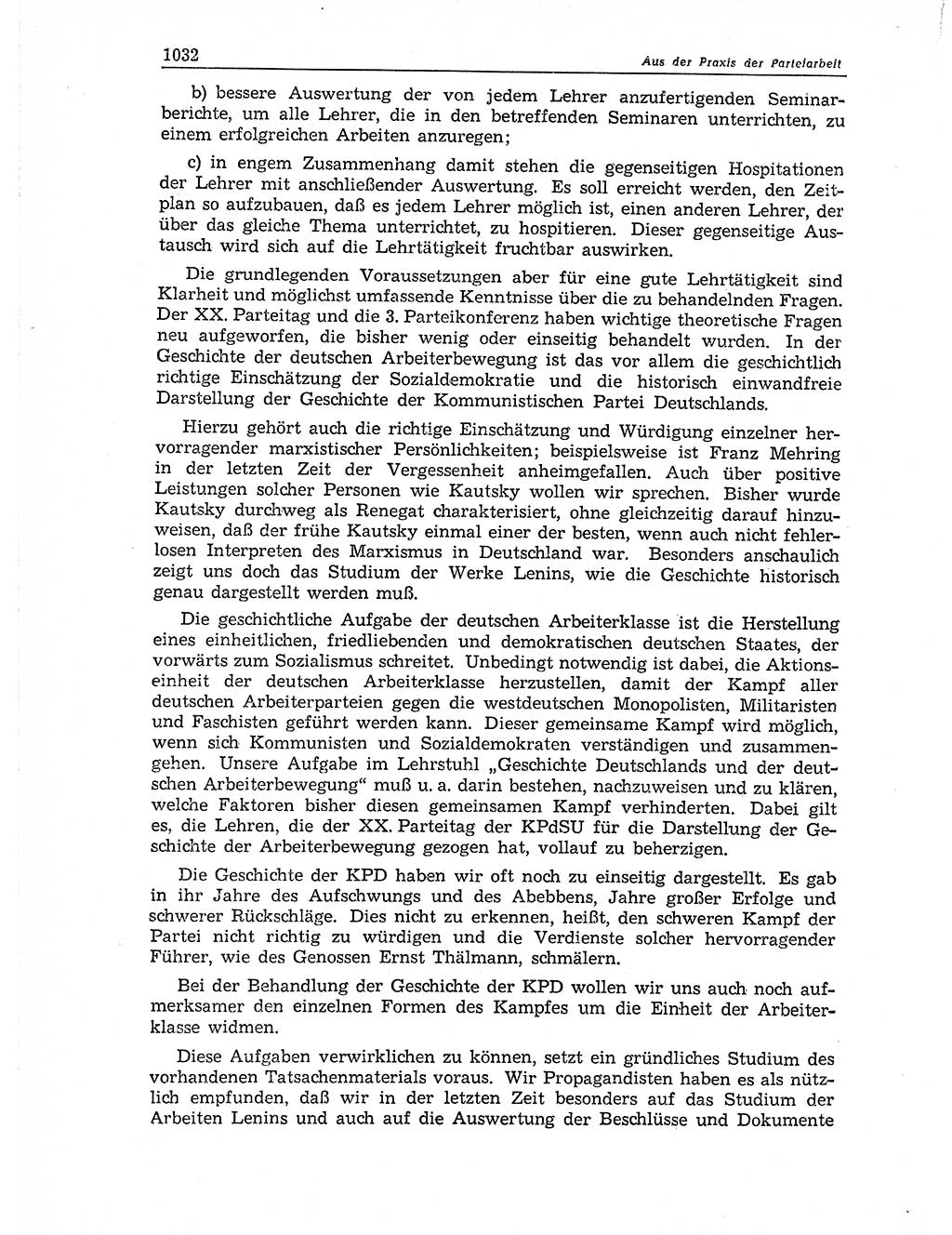 Neuer Weg (NW), Organ des Zentralkomitees (ZK) der SED (Sozialistische Einheitspartei Deutschlands) für Fragen des Parteiaufbaus und des Parteilebens, 11. Jahrgang [Deutsche Demokratische Republik (DDR)] 1956, Seite 1032 (NW ZK SED DDR 1956, S. 1032)