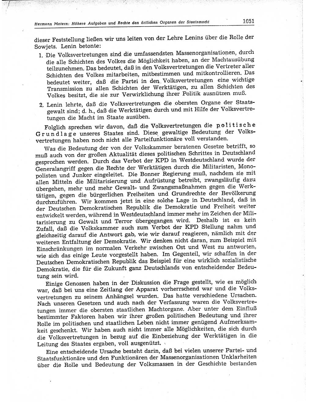 Neuer Weg (NW), Organ des Zentralkomitees (ZK) der SED (Sozialistische Einheitspartei Deutschlands) für Fragen des Parteiaufbaus und des Parteilebens, 11. Jahrgang [Deutsche Demokratische Republik (DDR)] 1956, Seite 1051 (NW ZK SED DDR 1956, S. 1051)