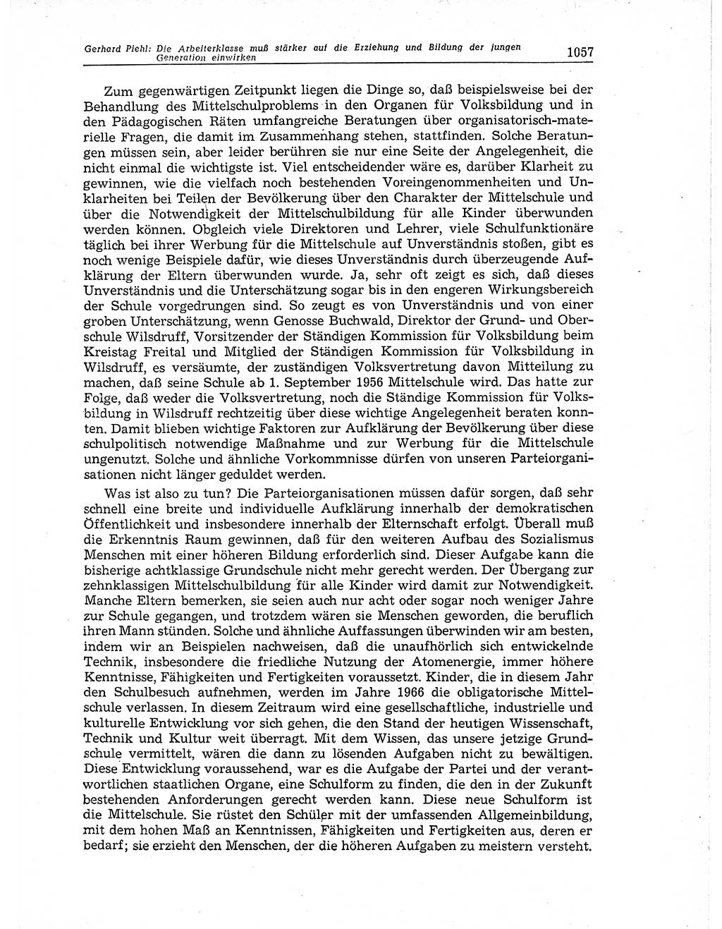 Neuer Weg (NW), Organ des Zentralkomitees (ZK) der SED (Sozialistische Einheitspartei Deutschlands) für Fragen des Parteiaufbaus und des Parteilebens, 11. Jahrgang [Deutsche Demokratische Republik (DDR)] 1956, Seite 1057 (NW ZK SED DDR 1956, S. 1057)