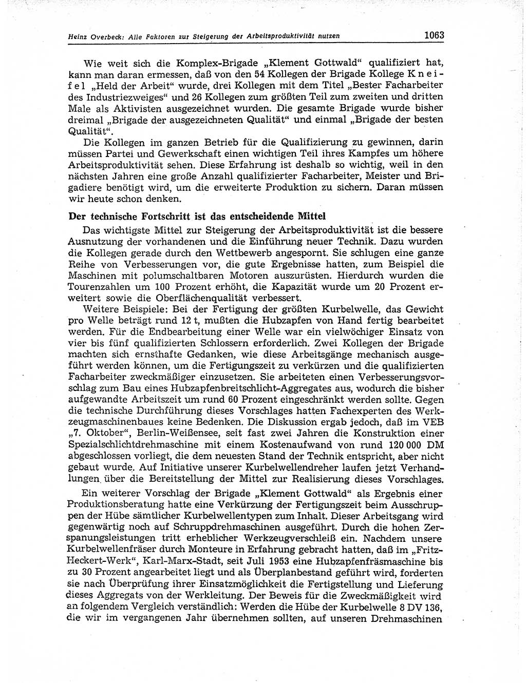 Neuer Weg (NW), Organ des Zentralkomitees (ZK) der SED (Sozialistische Einheitspartei Deutschlands) für Fragen des Parteiaufbaus und des Parteilebens, 11. Jahrgang [Deutsche Demokratische Republik (DDR)] 1956, Seite 1063 (NW ZK SED DDR 1956, S. 1063)