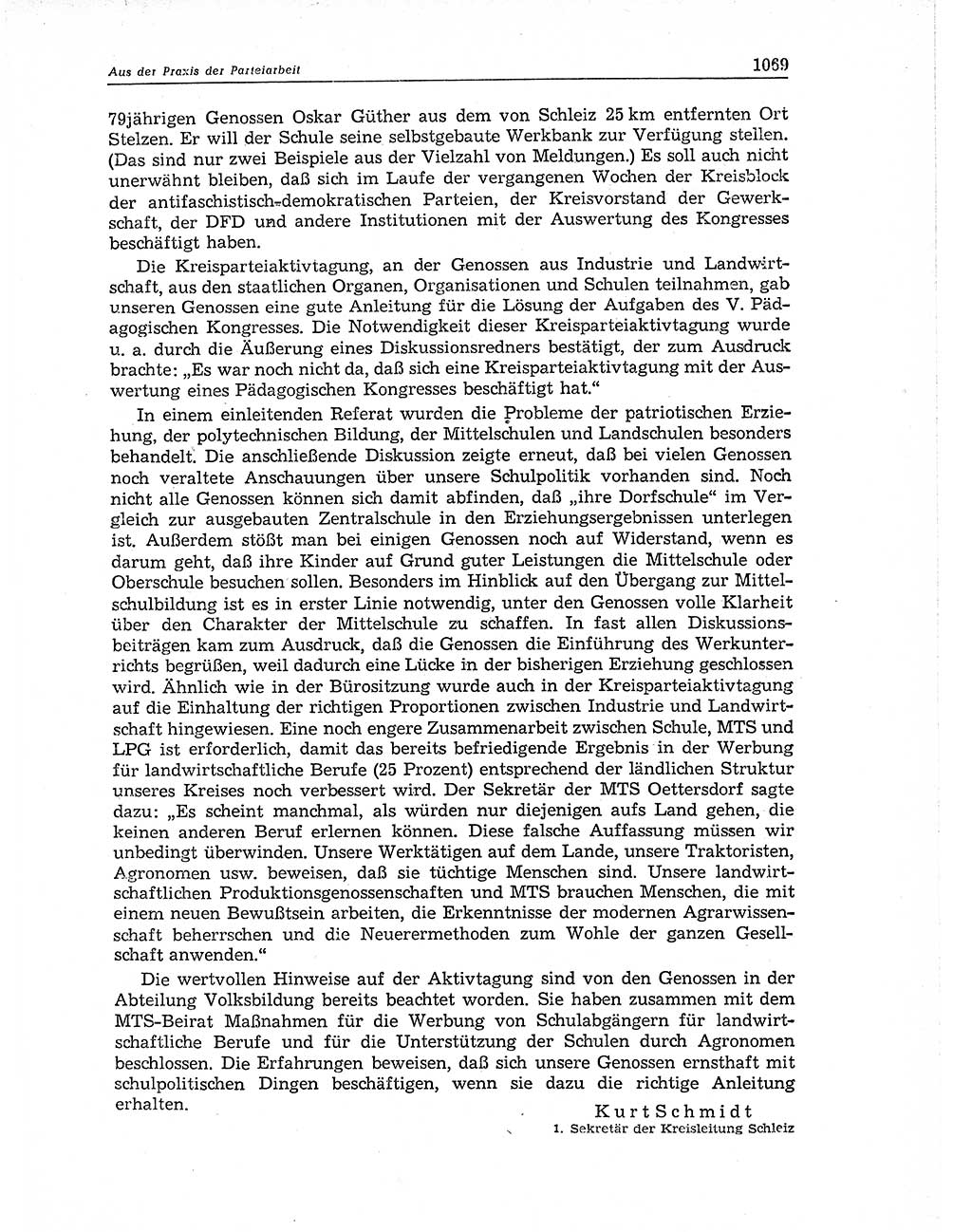 Neuer Weg (NW), Organ des Zentralkomitees (ZK) der SED (Sozialistische Einheitspartei Deutschlands) für Fragen des Parteiaufbaus und des Parteilebens, 11. Jahrgang [Deutsche Demokratische Republik (DDR)] 1956, Seite 1069 (NW ZK SED DDR 1956, S. 1069)