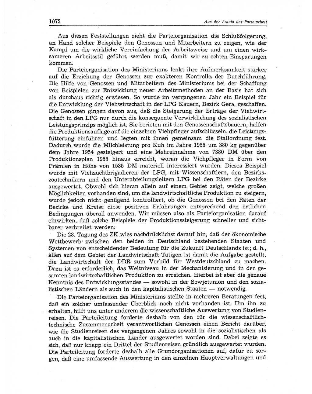 Neuer Weg (NW), Organ des Zentralkomitees (ZK) der SED (Sozialistische Einheitspartei Deutschlands) für Fragen des Parteiaufbaus und des Parteilebens, 11. Jahrgang [Deutsche Demokratische Republik (DDR)] 1956, Seite 1072 (NW ZK SED DDR 1956, S. 1072)