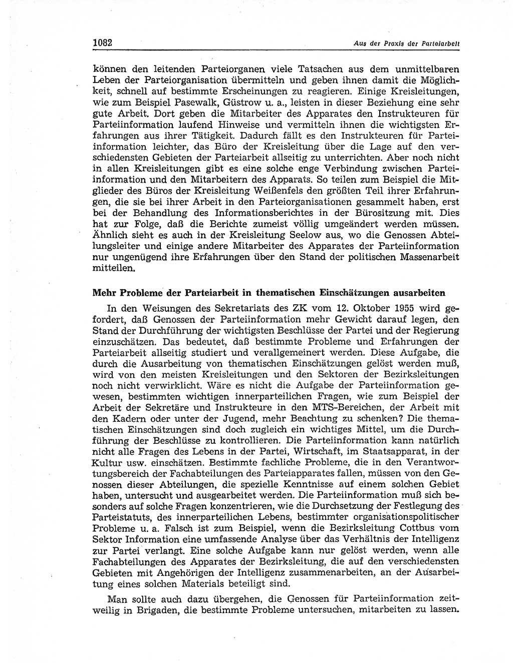 Neuer Weg (NW), Organ des Zentralkomitees (ZK) der SED (Sozialistische Einheitspartei Deutschlands) für Fragen des Parteiaufbaus und des Parteilebens, 11. Jahrgang [Deutsche Demokratische Republik (DDR)] 1956, Seite 1082 (NW ZK SED DDR 1956, S. 1082)