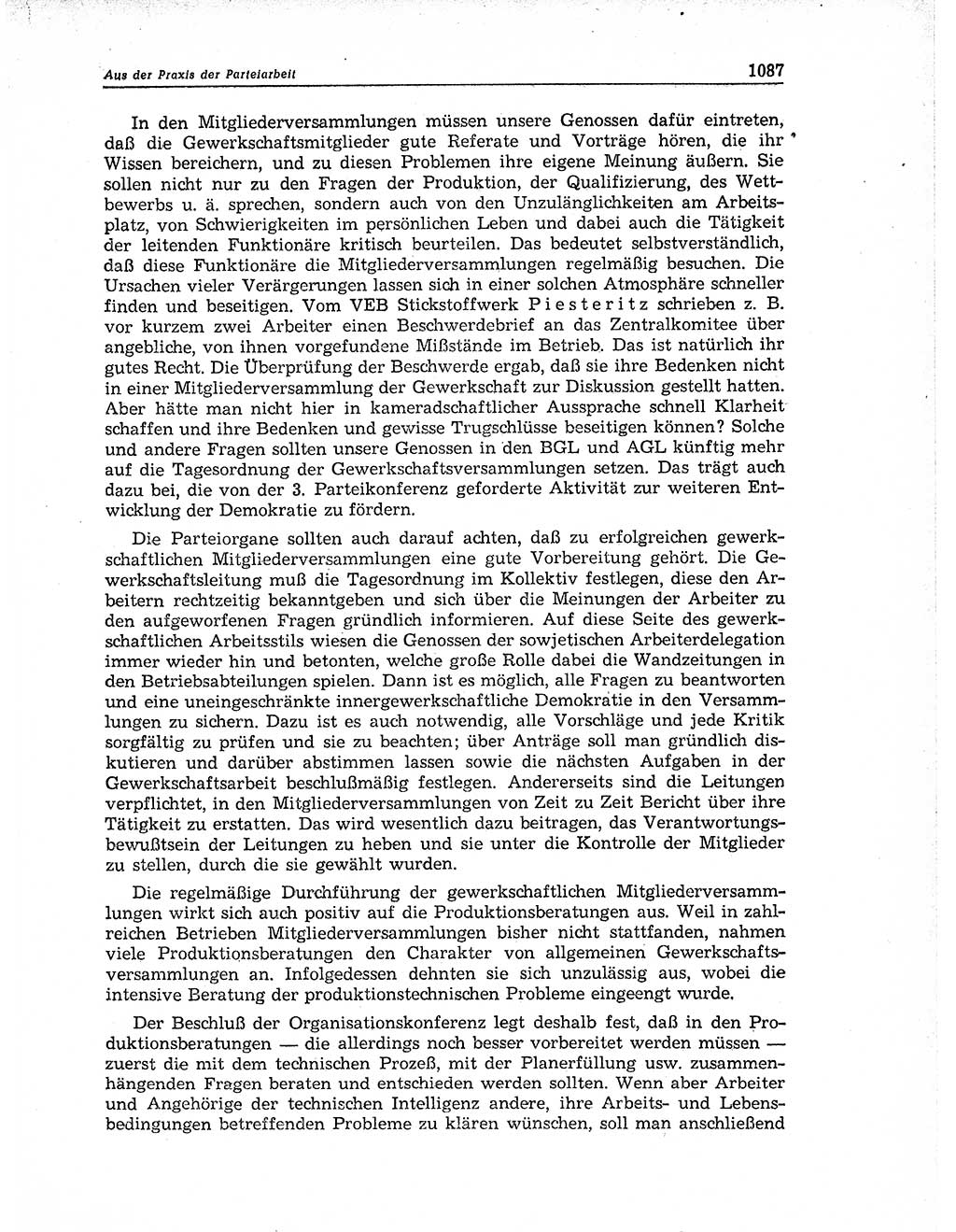 Neuer Weg (NW), Organ des Zentralkomitees (ZK) der SED (Sozialistische Einheitspartei Deutschlands) für Fragen des Parteiaufbaus und des Parteilebens, 11. Jahrgang [Deutsche Demokratische Republik (DDR)] 1956, Seite 1087 (NW ZK SED DDR 1956, S. 1087)