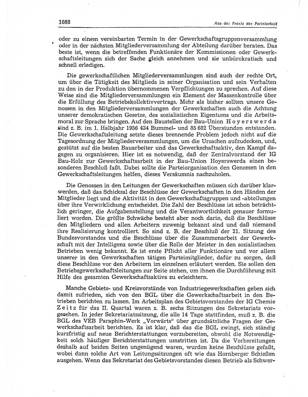 Neuer Weg (NW), Organ des Zentralkomitees (ZK) der SED (Sozialistische Einheitspartei Deutschlands) für Fragen des Parteiaufbaus und des Parteilebens, 11. Jahrgang [Deutsche Demokratische Republik (DDR)] 1956, Seite 1088 (NW ZK SED DDR 1956, S. 1088)