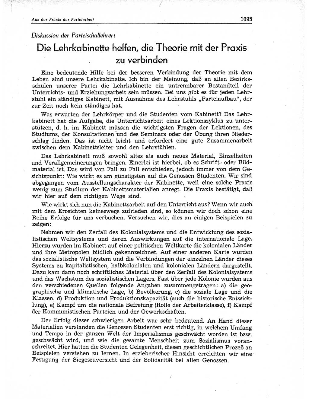 Neuer Weg (NW), Organ des Zentralkomitees (ZK) der SED (Sozialistische Einheitspartei Deutschlands) für Fragen des Parteiaufbaus und des Parteilebens, 11. Jahrgang [Deutsche Demokratische Republik (DDR)] 1956, Seite 1095 (NW ZK SED DDR 1956, S. 1095)