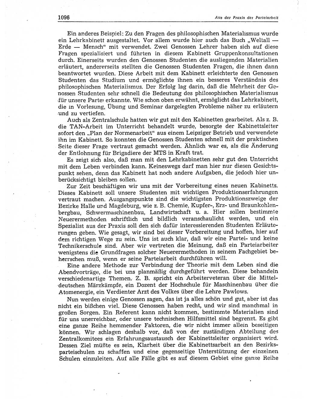 Neuer Weg (NW), Organ des Zentralkomitees (ZK) der SED (Sozialistische Einheitspartei Deutschlands) für Fragen des Parteiaufbaus und des Parteilebens, 11. Jahrgang [Deutsche Demokratische Republik (DDR)] 1956, Seite 1096 (NW ZK SED DDR 1956, S. 1096)