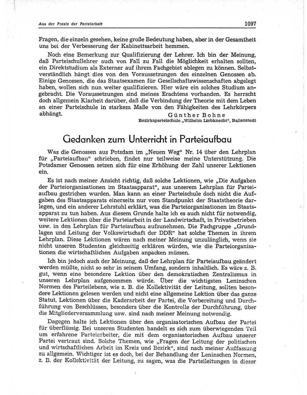 Neuer Weg (NW), Organ des Zentralkomitees (ZK) der SED (Sozialistische Einheitspartei Deutschlands) für Fragen des Parteiaufbaus und des Parteilebens, 11. Jahrgang [Deutsche Demokratische Republik (DDR)] 1956, Seite 1097 (NW ZK SED DDR 1956, S. 1097)