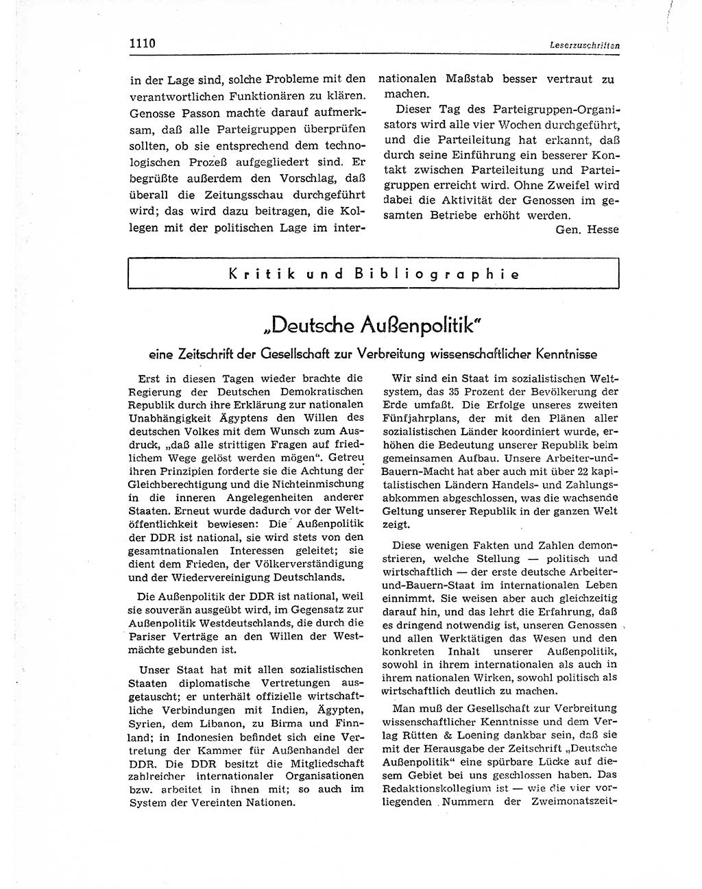 Neuer Weg (NW), Organ des Zentralkomitees (ZK) der SED (Sozialistische Einheitspartei Deutschlands) für Fragen des Parteiaufbaus und des Parteilebens, 11. Jahrgang [Deutsche Demokratische Republik (DDR)] 1956, Seite 1110 (NW ZK SED DDR 1956, S. 1110)