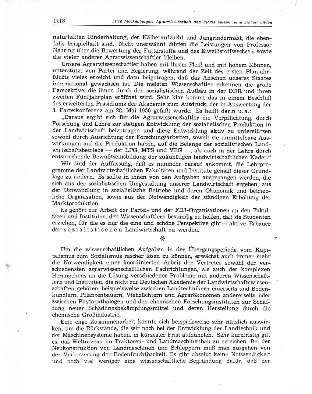 Neuer Weg (NW), Organ des Zentralkomitees (ZK) der SED (Sozialistische Einheitspartei Deutschlands) für Fragen des Parteiaufbaus und des Parteilebens, 11. Jahrgang [Deutsche Demokratische Republik (DDR)] 1956, Seite 1116 (NW ZK SED DDR 1956, S. 1116)