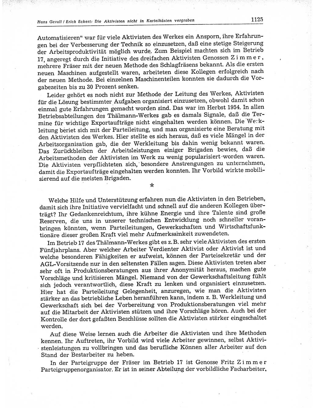 Neuer Weg (NW), Organ des Zentralkomitees (ZK) der SED (Sozialistische Einheitspartei Deutschlands) für Fragen des Parteiaufbaus und des Parteilebens, 11. Jahrgang [Deutsche Demokratische Republik (DDR)] 1956, Seite 1125 (NW ZK SED DDR 1956, S. 1125)