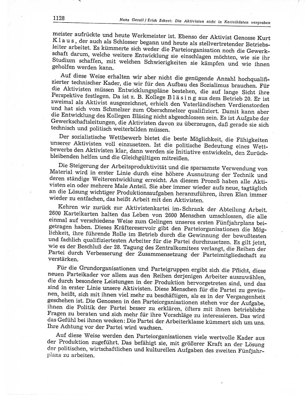 Neuer Weg (NW), Organ des Zentralkomitees (ZK) der SED (Sozialistische Einheitspartei Deutschlands) für Fragen des Parteiaufbaus und des Parteilebens, 11. Jahrgang [Deutsche Demokratische Republik (DDR)] 1956, Seite 1128 (NW ZK SED DDR 1956, S. 1128)