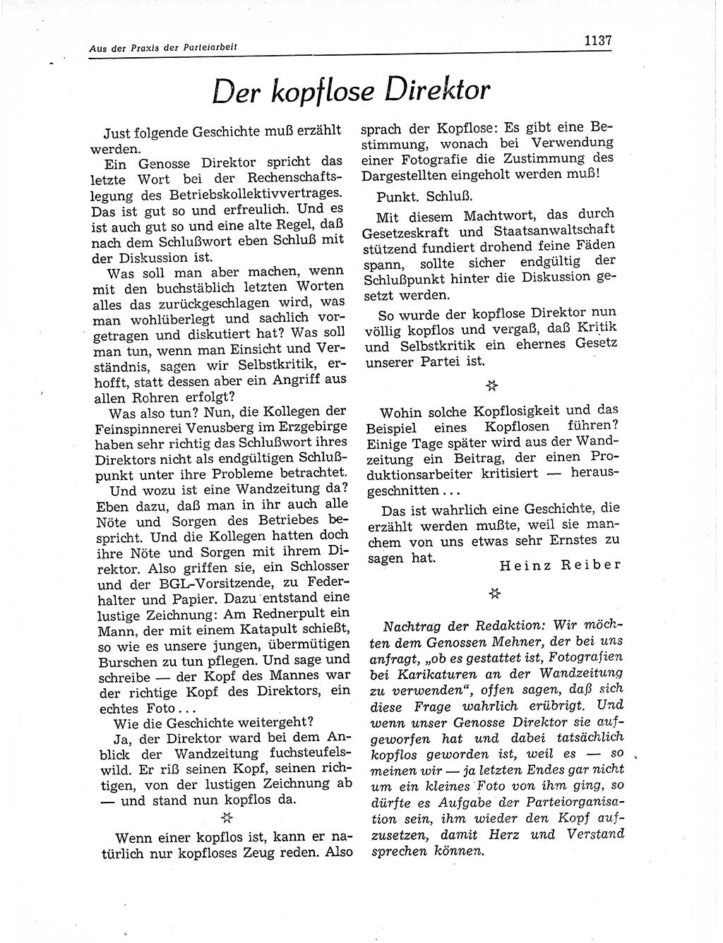 Neuer Weg (NW), Organ des Zentralkomitees (ZK) der SED (Sozialistische Einheitspartei Deutschlands) für Fragen des Parteiaufbaus und des Parteilebens, 11. Jahrgang [Deutsche Demokratische Republik (DDR)] 1956, Seite 1137 (NW ZK SED DDR 1956, S. 1137)