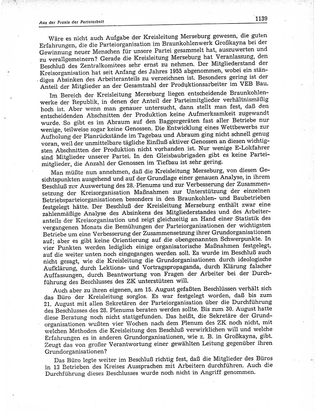 Neuer Weg (NW), Organ des Zentralkomitees (ZK) der SED (Sozialistische Einheitspartei Deutschlands) für Fragen des Parteiaufbaus und des Parteilebens, 11. Jahrgang [Deutsche Demokratische Republik (DDR)] 1956, Seite 1139 (NW ZK SED DDR 1956, S. 1139)