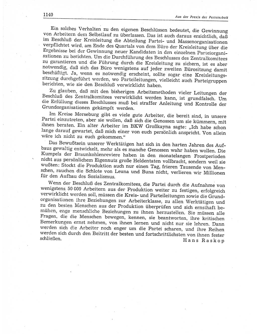 Neuer Weg (NW), Organ des Zentralkomitees (ZK) der SED (Sozialistische Einheitspartei Deutschlands) für Fragen des Parteiaufbaus und des Parteilebens, 11. Jahrgang [Deutsche Demokratische Republik (DDR)] 1956, Seite 1140 (NW ZK SED DDR 1956, S. 1140)