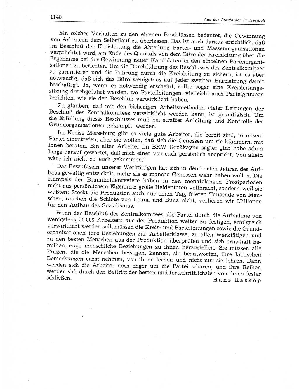 Neuer Weg (NW), Organ des Zentralkomitees (ZK) der SED (Sozialistische Einheitspartei Deutschlands) für Fragen des Parteiaufbaus und des Parteilebens, 11. Jahrgang [Deutsche Demokratische Republik (DDR)] 1956, Seite 1140 (NW ZK SED DDR 1956, S. 1140)