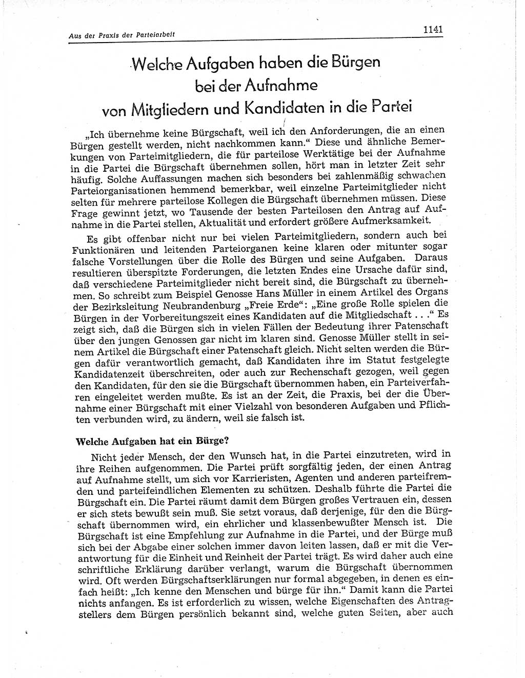Neuer Weg (NW), Organ des Zentralkomitees (ZK) der SED (Sozialistische Einheitspartei Deutschlands) für Fragen des Parteiaufbaus und des Parteilebens, 11. Jahrgang [Deutsche Demokratische Republik (DDR)] 1956, Seite 1141 (NW ZK SED DDR 1956, S. 1141)