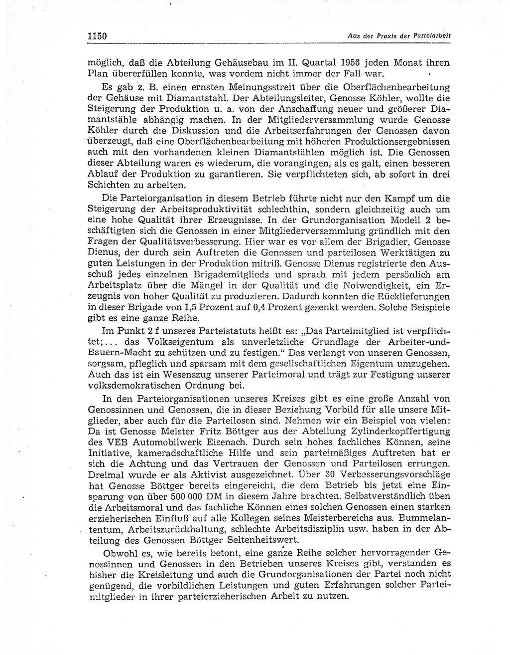 Neuer Weg (NW), Organ des Zentralkomitees (ZK) der SED (Sozialistische Einheitspartei Deutschlands) für Fragen des Parteiaufbaus und des Parteilebens, 11. Jahrgang [Deutsche Demokratische Republik (DDR)] 1956, Seite 1150 (NW ZK SED DDR 1956, S. 1150)