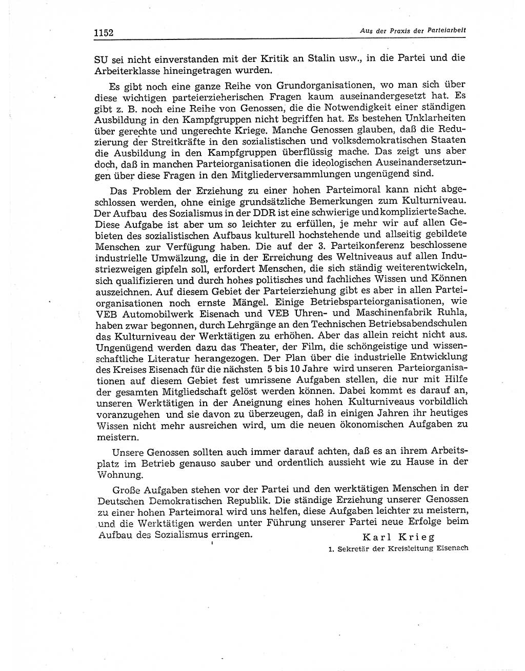 Neuer Weg (NW), Organ des Zentralkomitees (ZK) der SED (Sozialistische Einheitspartei Deutschlands) für Fragen des Parteiaufbaus und des Parteilebens, 11. Jahrgang [Deutsche Demokratische Republik (DDR)] 1956, Seite 1152 (NW ZK SED DDR 1956, S. 1152)