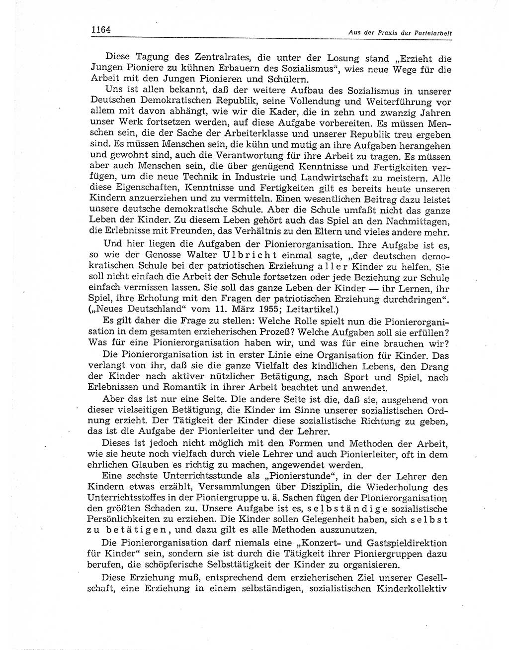 Neuer Weg (NW), Organ des Zentralkomitees (ZK) der SED (Sozialistische Einheitspartei Deutschlands) für Fragen des Parteiaufbaus und des Parteilebens, 11. Jahrgang [Deutsche Demokratische Republik (DDR)] 1956, Seite 1164 (NW ZK SED DDR 1956, S. 1164)