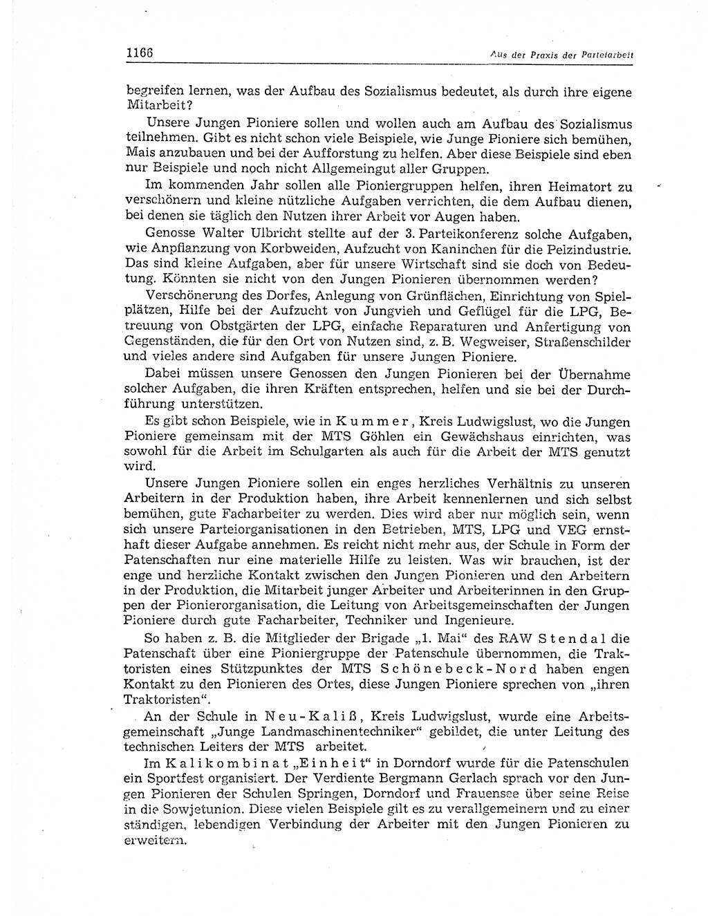 Neuer Weg (NW), Organ des Zentralkomitees (ZK) der SED (Sozialistische Einheitspartei Deutschlands) für Fragen des Parteiaufbaus und des Parteilebens, 11. Jahrgang [Deutsche Demokratische Republik (DDR)] 1956, Seite 1166 (NW ZK SED DDR 1956, S. 1166)