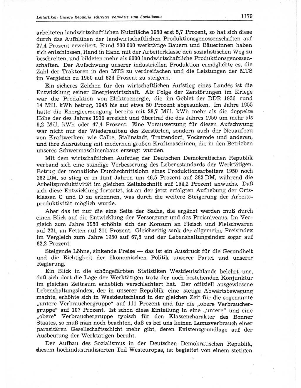 Neuer Weg (NW), Organ des Zentralkomitees (ZK) der SED (Sozialistische Einheitspartei Deutschlands) für Fragen des Parteiaufbaus und des Parteilebens, 11. Jahrgang [Deutsche Demokratische Republik (DDR)] 1956, Seite 1179 (NW ZK SED DDR 1956, S. 1179)