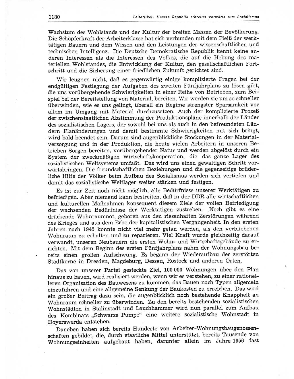 Neuer Weg (NW), Organ des Zentralkomitees (ZK) der SED (Sozialistische Einheitspartei Deutschlands) für Fragen des Parteiaufbaus und des Parteilebens, 11. Jahrgang [Deutsche Demokratische Republik (DDR)] 1956, Seite 1180 (NW ZK SED DDR 1956, S. 1180)