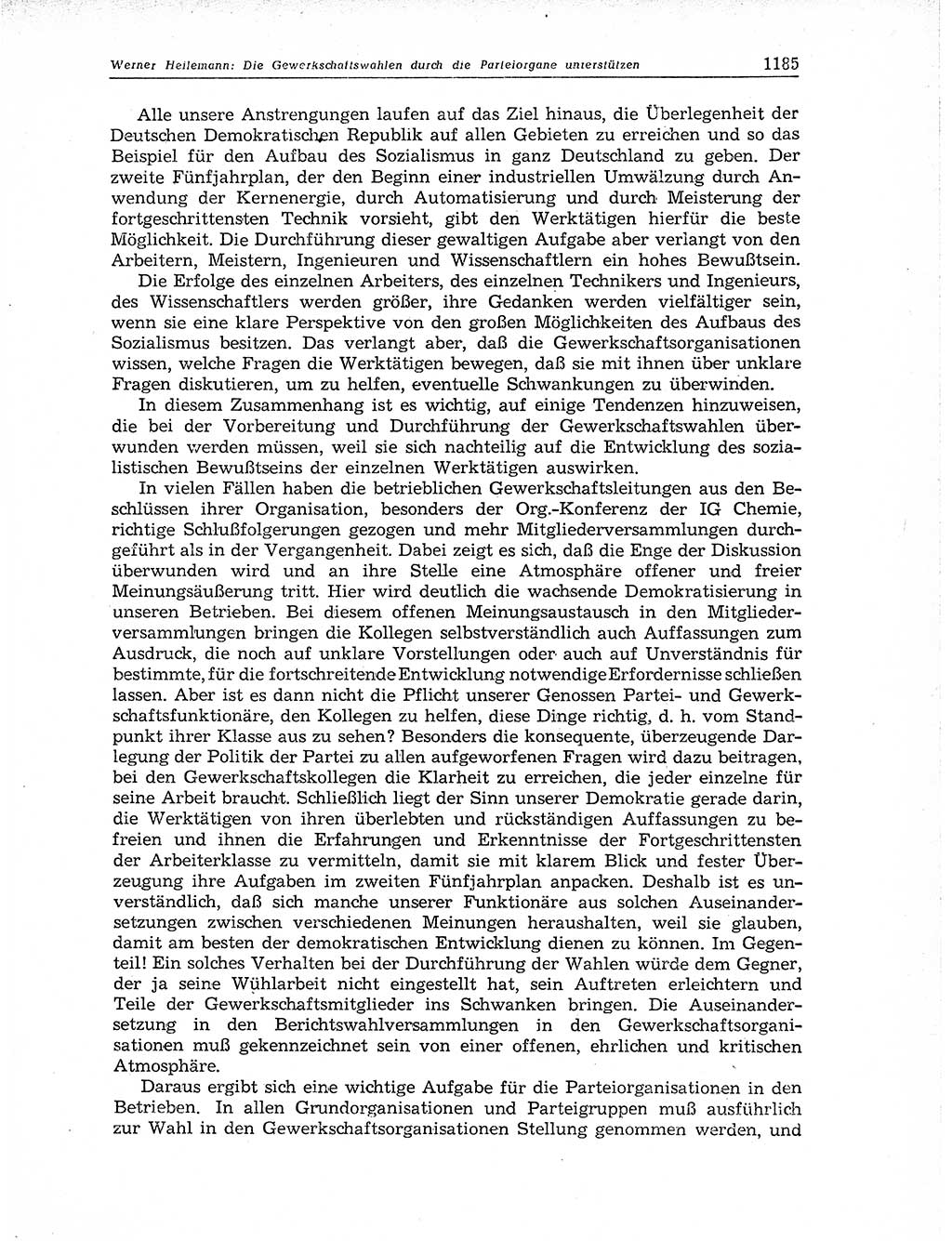 Neuer Weg (NW), Organ des Zentralkomitees (ZK) der SED (Sozialistische Einheitspartei Deutschlands) für Fragen des Parteiaufbaus und des Parteilebens, 11. Jahrgang [Deutsche Demokratische Republik (DDR)] 1956, Seite 1185 (NW ZK SED DDR 1956, S. 1185)