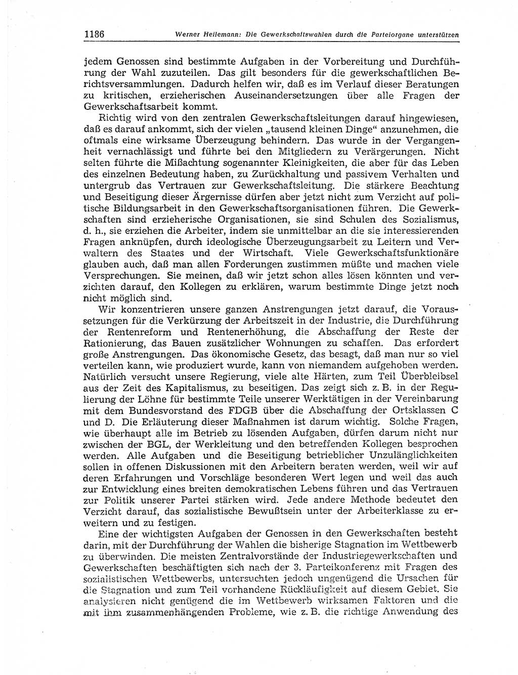 Neuer Weg (NW), Organ des Zentralkomitees (ZK) der SED (Sozialistische Einheitspartei Deutschlands) für Fragen des Parteiaufbaus und des Parteilebens, 11. Jahrgang [Deutsche Demokratische Republik (DDR)] 1956, Seite 1186 (NW ZK SED DDR 1956, S. 1186)