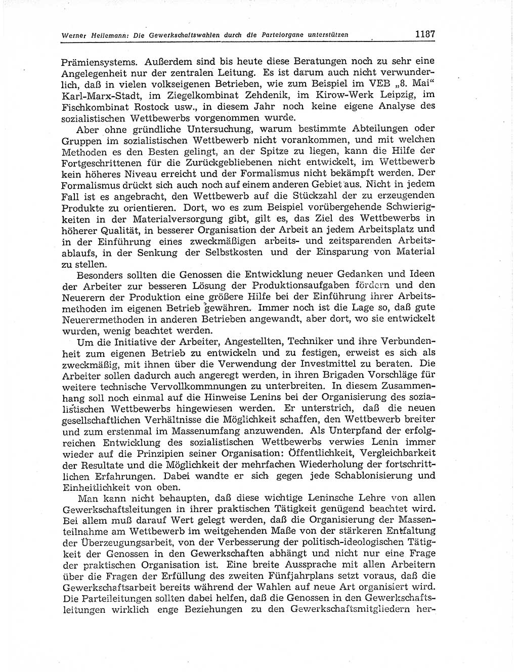 Neuer Weg (NW), Organ des Zentralkomitees (ZK) der SED (Sozialistische Einheitspartei Deutschlands) für Fragen des Parteiaufbaus und des Parteilebens, 11. Jahrgang [Deutsche Demokratische Republik (DDR)] 1956, Seite 1187 (NW ZK SED DDR 1956, S. 1187)