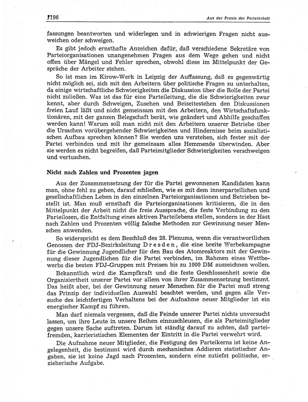 Neuer Weg (NW), Organ des Zentralkomitees (ZK) der SED (Sozialistische Einheitspartei Deutschlands) für Fragen des Parteiaufbaus und des Parteilebens, 11. Jahrgang [Deutsche Demokratische Republik (DDR)] 1956, Seite 1196 (NW ZK SED DDR 1956, S. 1196)