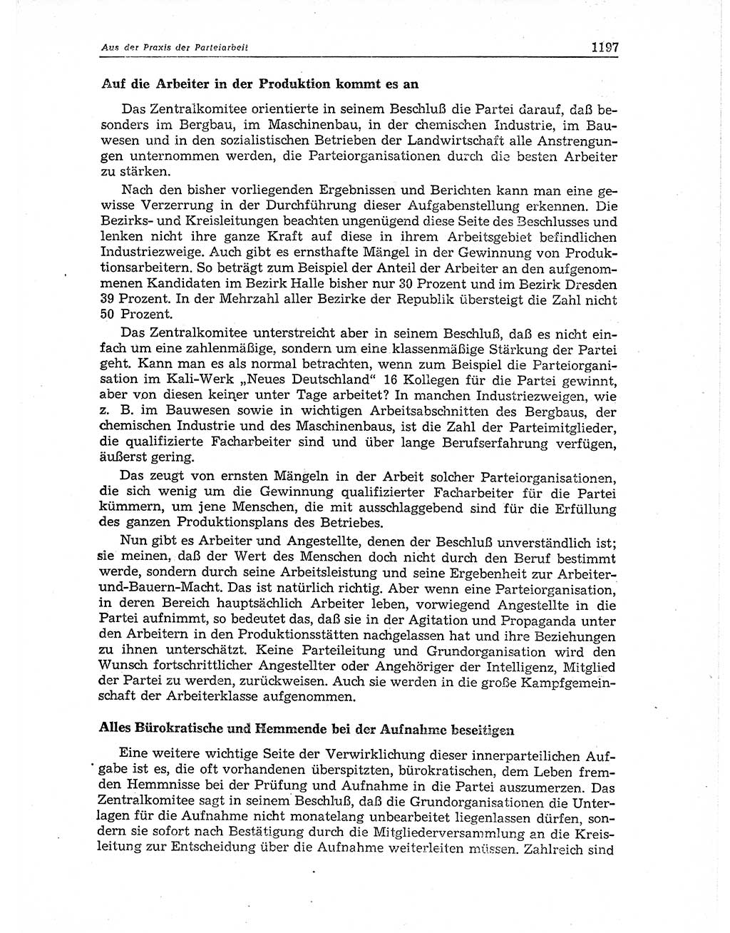 Neuer Weg (NW), Organ des Zentralkomitees (ZK) der SED (Sozialistische Einheitspartei Deutschlands) für Fragen des Parteiaufbaus und des Parteilebens, 11. Jahrgang [Deutsche Demokratische Republik (DDR)] 1956, Seite 1197 (NW ZK SED DDR 1956, S. 1197)