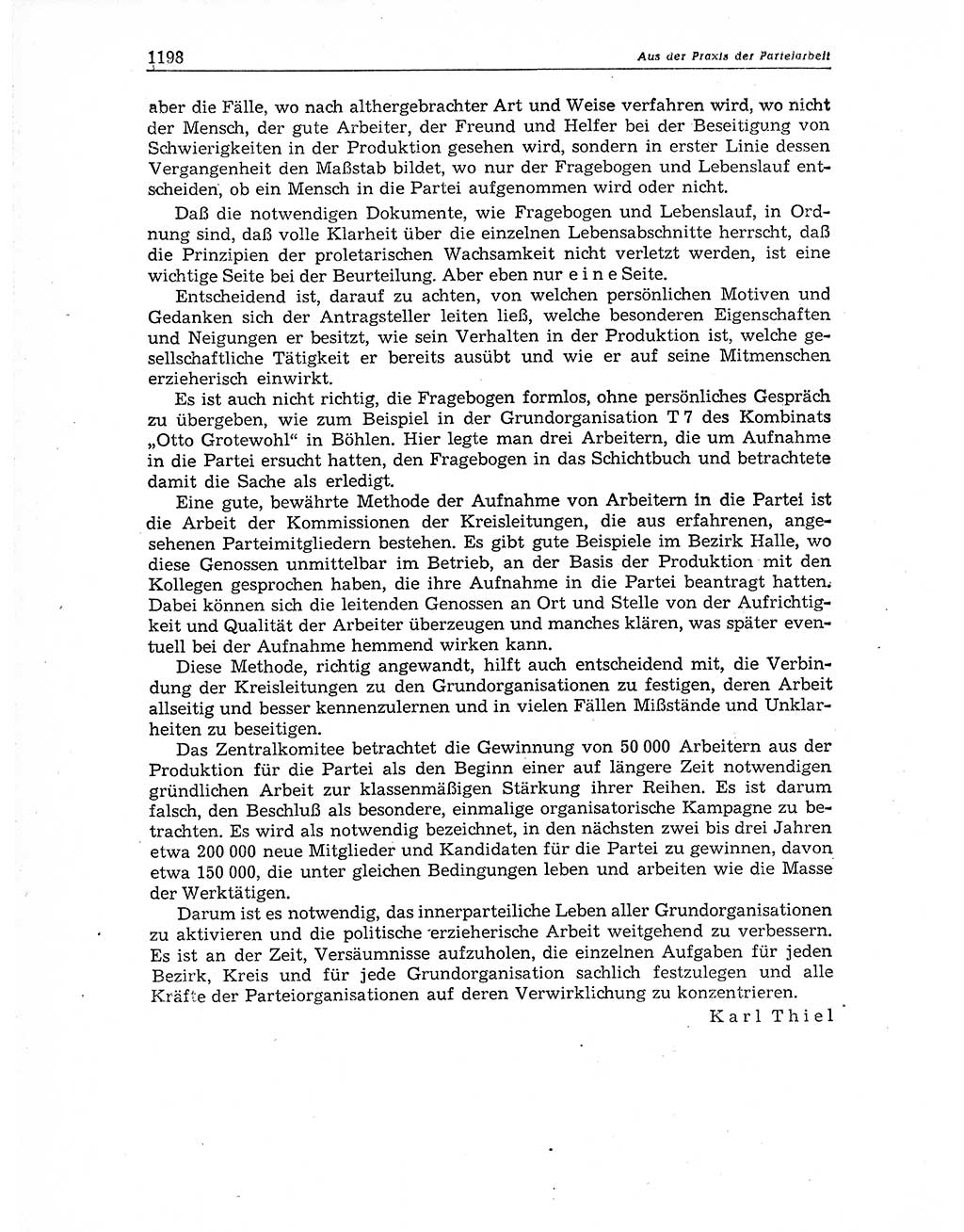 Neuer Weg (NW), Organ des Zentralkomitees (ZK) der SED (Sozialistische Einheitspartei Deutschlands) für Fragen des Parteiaufbaus und des Parteilebens, 11. Jahrgang [Deutsche Demokratische Republik (DDR)] 1956, Seite 1198 (NW ZK SED DDR 1956, S. 1198)