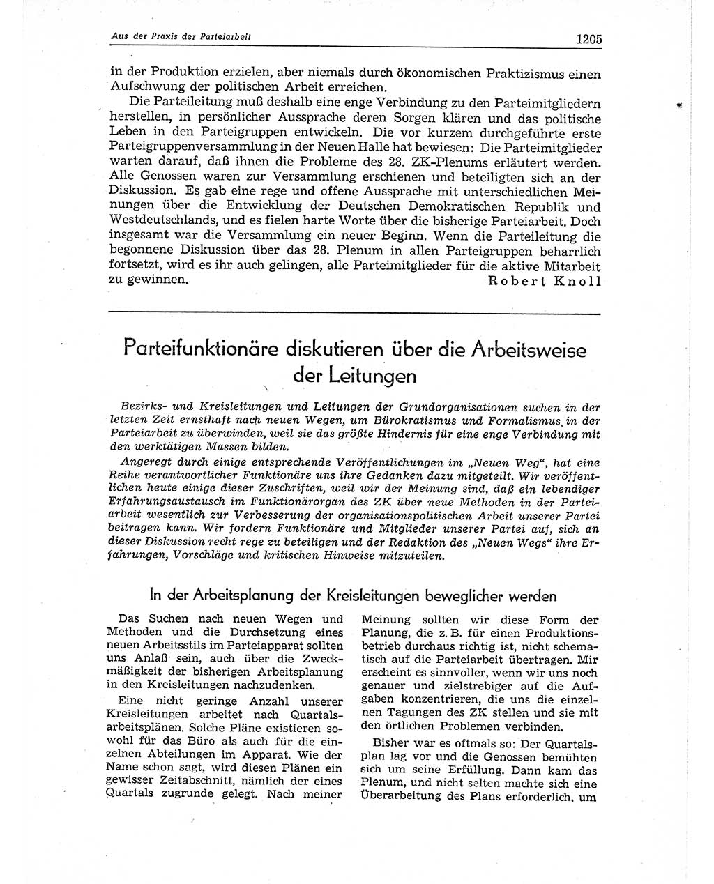 Neuer Weg (NW), Organ des Zentralkomitees (ZK) der SED (Sozialistische Einheitspartei Deutschlands) für Fragen des Parteiaufbaus und des Parteilebens, 11. Jahrgang [Deutsche Demokratische Republik (DDR)] 1956, Seite 1205 (NW ZK SED DDR 1956, S. 1205)