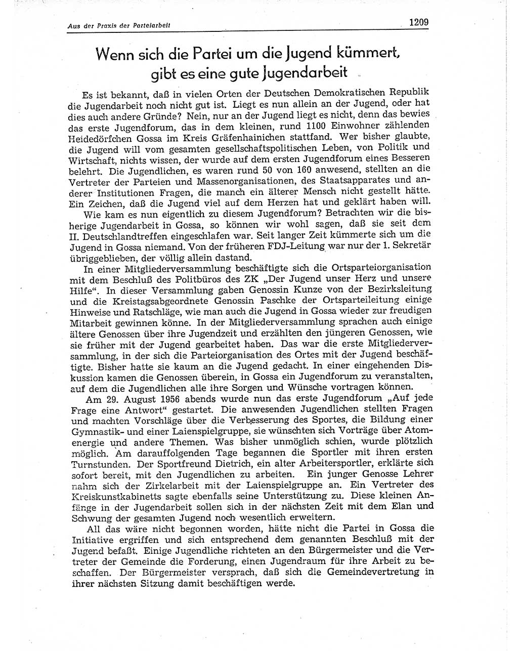 Neuer Weg (NW), Organ des Zentralkomitees (ZK) der SED (Sozialistische Einheitspartei Deutschlands) für Fragen des Parteiaufbaus und des Parteilebens, 11. Jahrgang [Deutsche Demokratische Republik (DDR)] 1956, Seite 1209 (NW ZK SED DDR 1956, S. 1209)